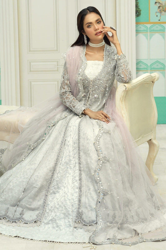 Golden Bridal Lehenga Gown Pakistani Wedding Dresses – Nameera by Farooq